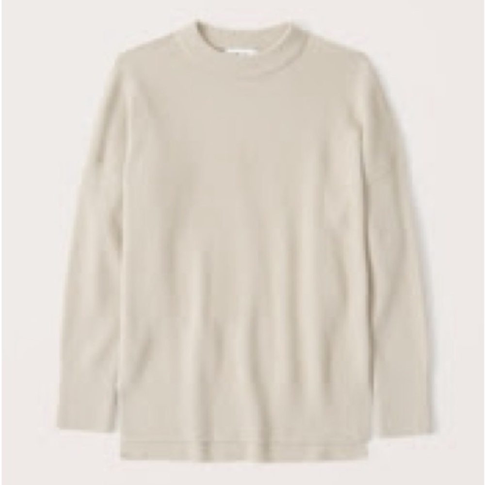 Abercrombie & Fitch DreamLush Oversized Crew Sweater in Light Brown, size XS